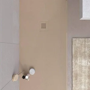 Base de duche em resina MYSTONE Moka RAL 1019 e cores exclusivas textura de ardósia antibacteriana e antiderrapante