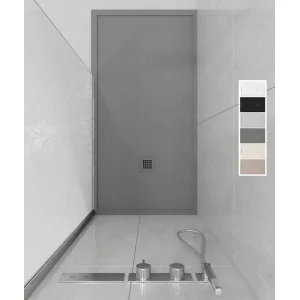 Base de duche moldada em resina ABSOLUTA Cinzento cimento – textura ardósia – antibacteriana e antiderrapante. Cores a escolher.