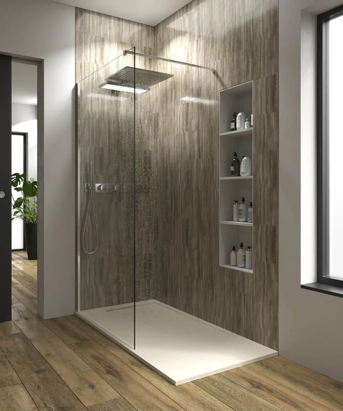 Base de duche em resina com moldura creme System – cores à escolha – textura de ardósia – antibacteriana e antiderrapante - Image 4