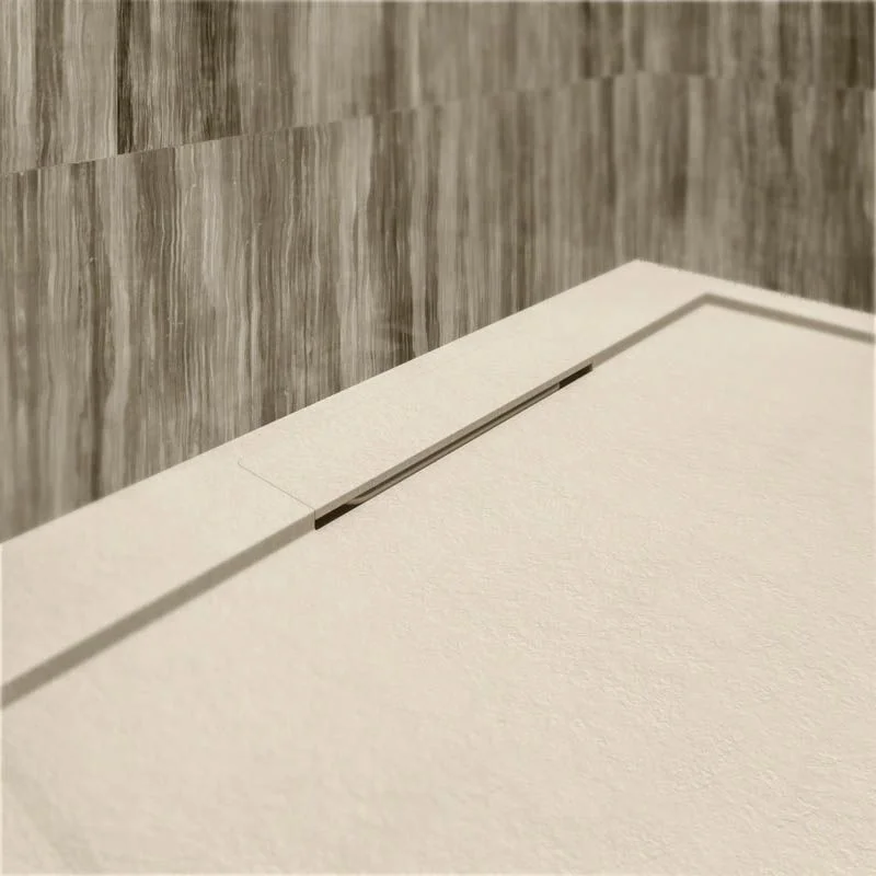 Base de duche em resina com moldura creme System – cores à escolha – textura de ardósia – antibacteriana e antiderrapante - Image 3