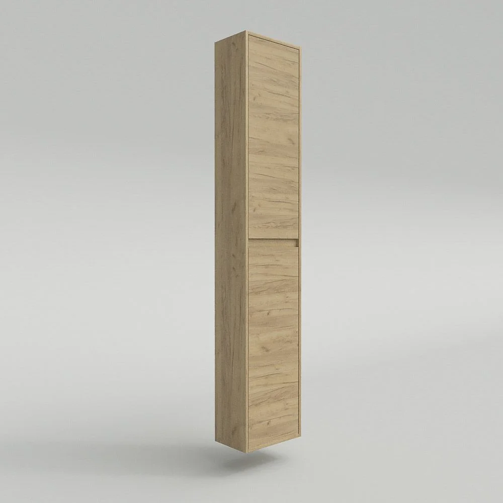 Coluna de casa de banho suspensa 2 portas 185 cm x 35 cm x 25 cm Acabamento em CARVALHO CLARO