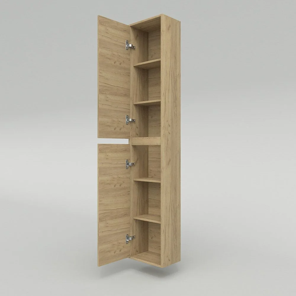 Coluna de casa de banho suspensa 2 portas 185 cm x 35 cm x 25 cm Acabamento em CARVALHO CLARO - Image 4