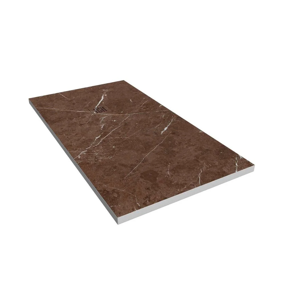 Base de duche em resina com textura ardósia. Efeito mármore Saara marrom – antiderrapante STONE 3D moderno - Image 2
