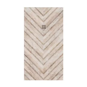 Base de duche em resina Art-Deco com textura de ardósia Hall. STONE antiderrapante 3D moderno