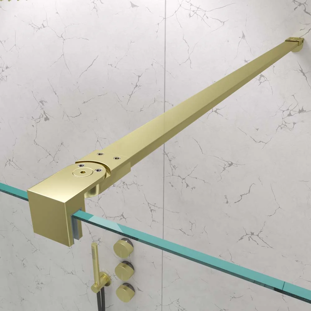 Resguardo de duche fixo Perfil ZEN Gold - Vidro de 8 MM com tratamento anti-calcário incluído - Braço de fixação em aço inoxidável. extensível - Image 3
