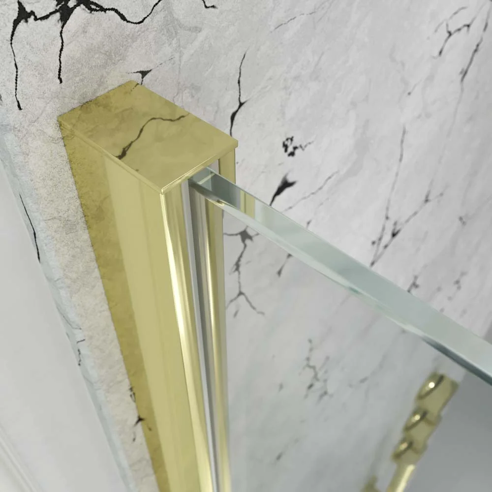 Resguardo de duche fixo Perfil ZEN Gold - Vidro de 8 MM com tratamento anti-calcário incluído - Braço de fixação em aço inoxidável. extensível - Image 2