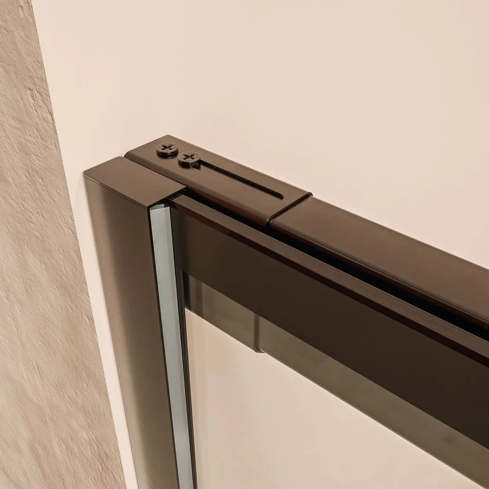 Resguardo de duche frontal AXER 1 fixo – 1 porta de correr em vidro 6 mm. SOHO decoração industrial. PRETO MATE aço inoxidável - Image 9