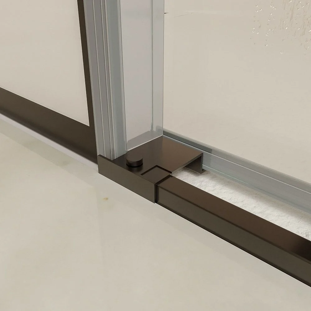Resguardo de duche frontal AXER 1 fixo – 1 porta de correr em vidro 6 mm. SOHO decoração industrial. PRETO MATE aço inoxidável - Image 7