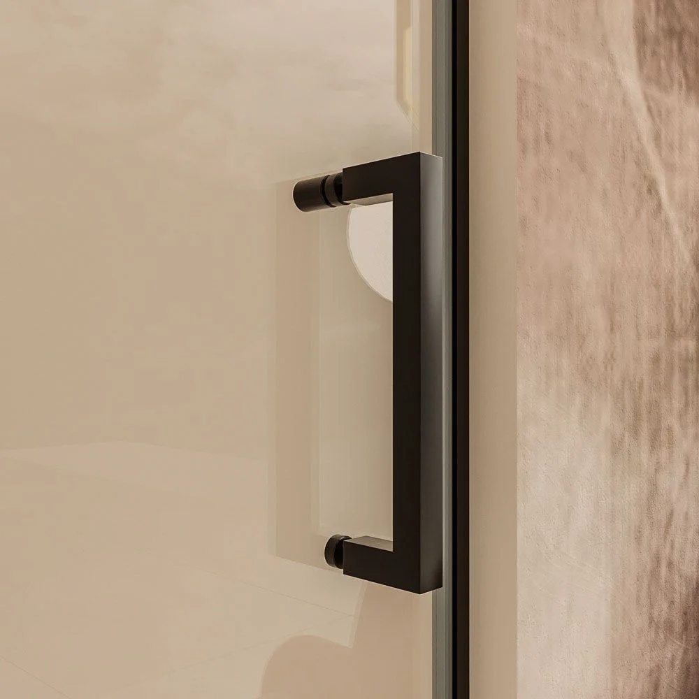 Resguardo de duche frontal AXER 1 fixo – 1 porta de correr em vidro 6 mm. SOHO decoração industrial. PRETO MATE aço inoxidável - Image 6