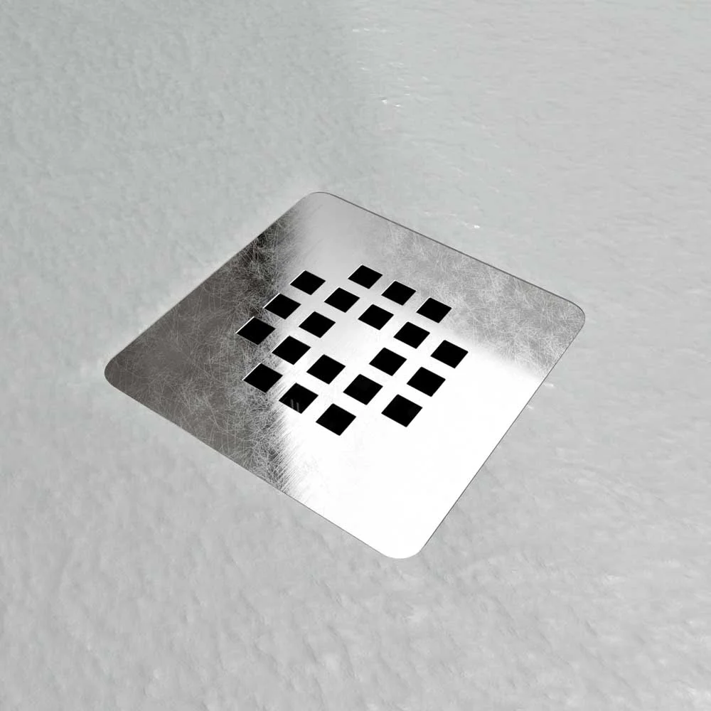 Base de duche em resina ONE Areia RAL 7035 e outras cores exclusivas com textura ardósia antibacteriana e antiderrapante. Grelha em aço inoxidável - Image 3