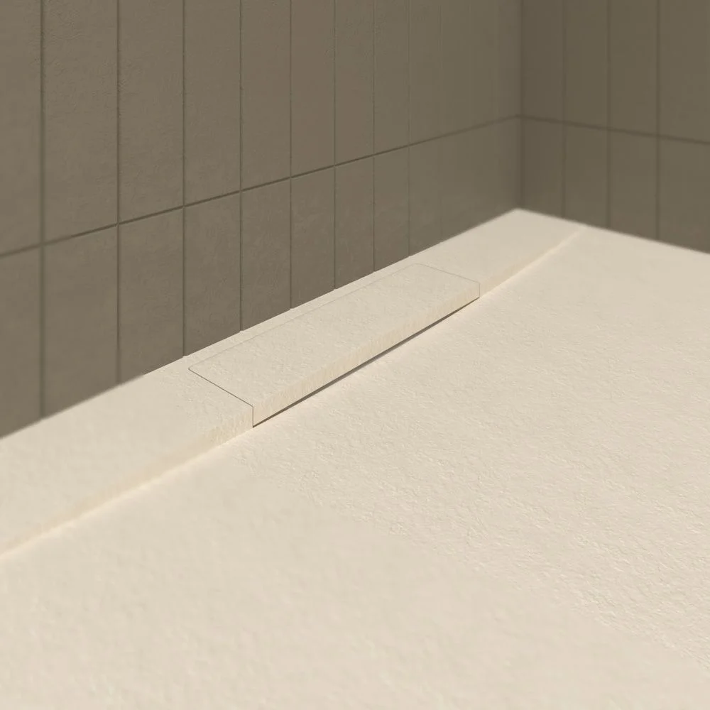Base de duche em resina PLASTER Cream – cores à escolha – textura de ardósia – antibacteriana e antiderrapante. grade oculta - Image 3