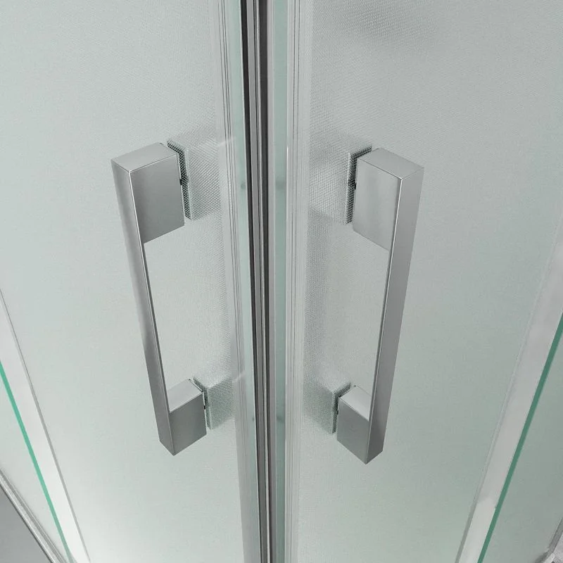 Divisória de duche quadrada GLISS com abertura angular 2 fixas 2 portas de correr. Vidro opaco com tratamento anti-calcário. Acabamento CROMADO BRILHANTE - Image 2