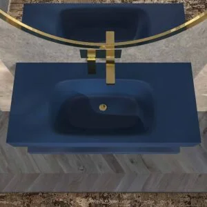 Lavatório suspenso LIDO com cuba centrada SOLID SURFACE Azul Cobalto