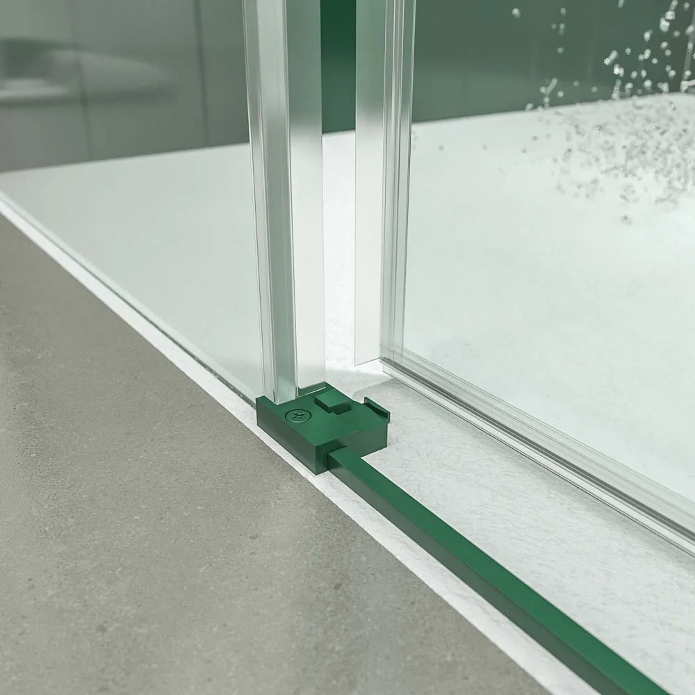 Divisória quadrada NEXO abertura angular 2 portas deslizantes fixas 2 portas de correr OLIVE GREEN acabamento - Image 3