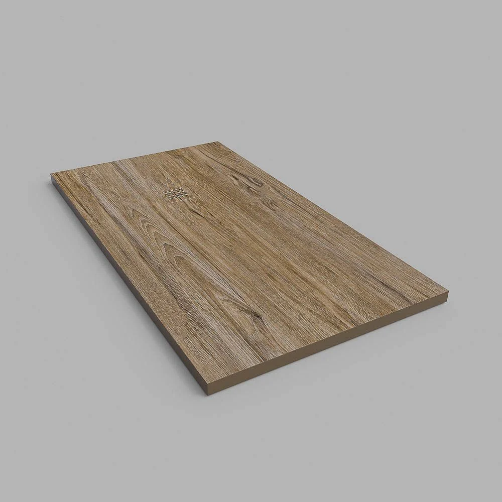 Base de duche resinada textura ardósia Castanho Escuro Acabamento efeito madeira – antiderrapante PEDRA 3D moderno - Image 3
