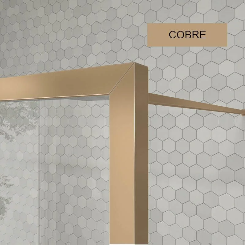 Resguardo de duche fixo à medida LINE com perfis emoldurados 2 corpos - Vidro de 4 MM com tratamento anti-calcário incluído - Braço de fixação em aço inoxidável - Image 9