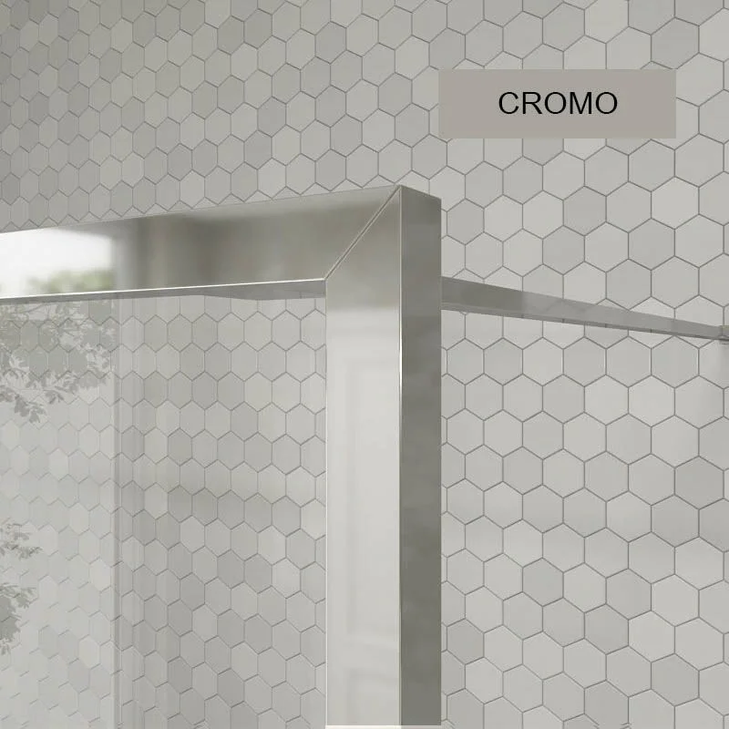 Resguardo de duche fixo à medida LINE com perfis emoldurados 2 corpos - Vidro de 4 MM com tratamento anti-calcário incluído - Braço de fixação em aço inoxidável - Image 6