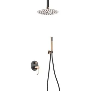 Coluna de duche embutida Thalos preto ouro rosa [ VAROBATH ]