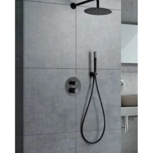 Coluna de duche termostática encastrada Line Black Gun Metal [ VAROBATH ]