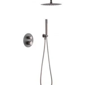 Coluna de duche termostática encastrada Linha mate cinza champanhe [ VAROBATH ]