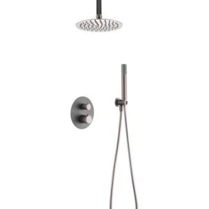 Coluna de duche termostática encastrada Tampo champanhe mate cinza [ VAROBATH ]