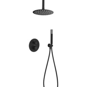 Coluna de duche termostática encastrada Tampo preto mate [ VAROBATH ]