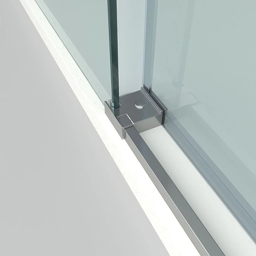 Divisória de duche quadrada FLARE abertura angular 2 fixas-2 portas de correr. Sem perfil inferior. Com tratamento anti-calcário. Acabamento CROMADO BRILHANTE - Image 6