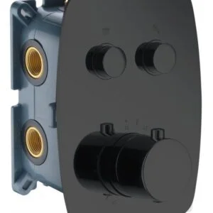 Torneira embutida termostática oval preta de 2 vias [ VAROBATH ]