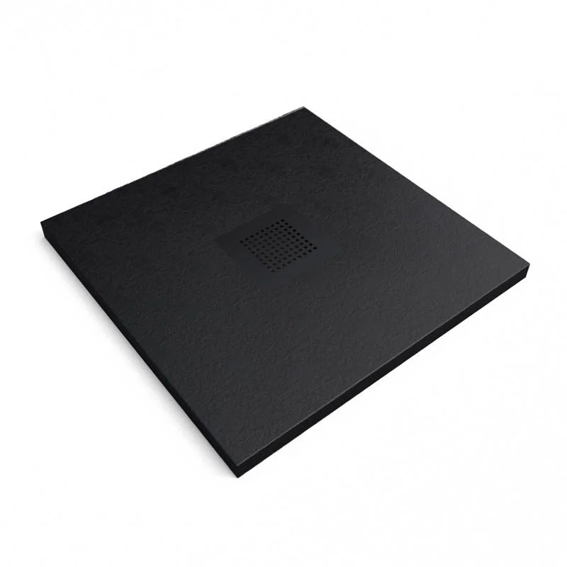 Base de duche em resina QUADRO Black – cores à escolha – textura ardósia – antibacteriana e antiderrapante. Grelha termolacada - Image 2