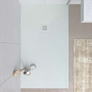 Base de duche em resina MYSTONE Areia RAL 7035 e cores exclusivas Textura de ardósia antibacteriana e antiderrapante