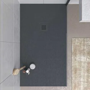 Base de duche em resina MYSTONE Cinzento Antracite RAL 7016 e cores exclusivas Textura de ardósia antibacteriana e antiderrapante