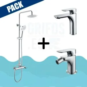 Pack barra de duche cromada + torneira lavatório + torneira bidé – NASSAU VAROBATH