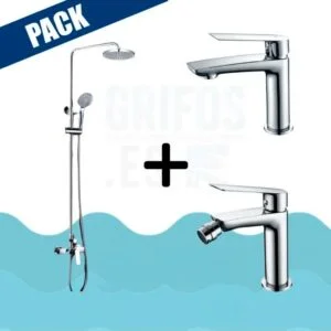 Pack barra de duche cromada + torneira lavatório + torneira bidé – LUXOR VAROBATH