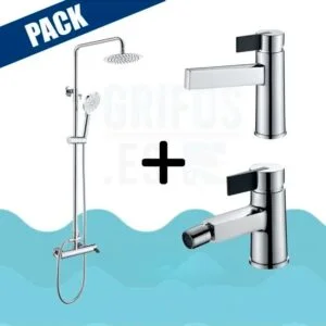 Pack barra de duche cromada + torneira lavatório + torneira bidé – ELBA VAROBATH