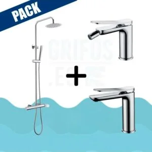 Pack barra de duche cromada + torneira lavatório + torneira bidé – DENMARK VAROBATH