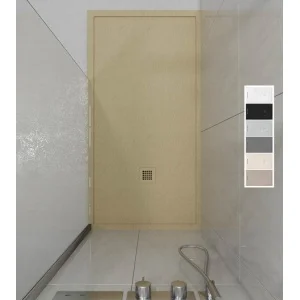 Base de duche moldada em resina ABSOLUTE Moka – textura ardósia – antibacteriana e antiderrapante. Cores a escolher.