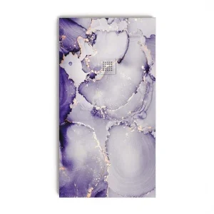 Base de duche em resina com textura de ardósia. Efeito de mármore de planta violeta da floresta e outros acabamentos - antiderrapante moderno STONE 3D