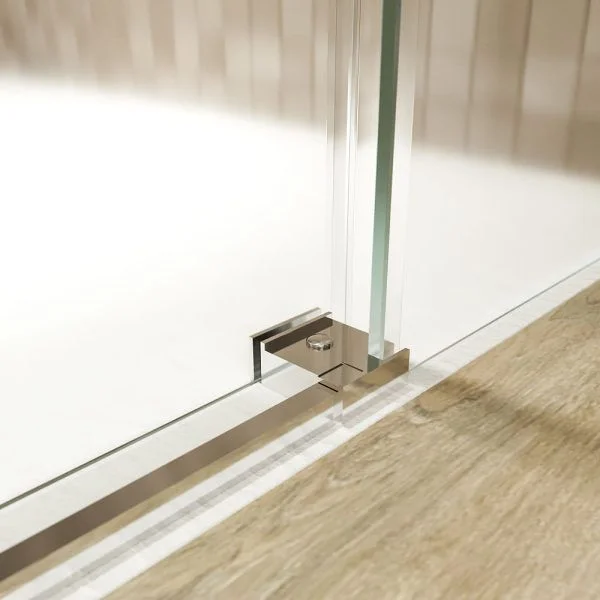 Divisória de duche retangular FLARE com abertura de canto 2 painéis fixos 2 portas de correr. Sem perfil inferior. Com tratamento anti-calcário. Acabamento cromado brilhante - Image 5