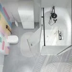 Divisória de duche retangular OPEN 2 fixos - 1 porta com dobradiças em vidro ACANALADO, feita à medida. Acabamento PRETO MATE - Image 7