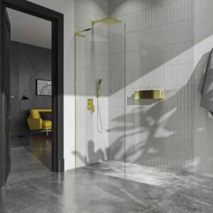 Divisória de duche fixa ZEN sem braço de segurança - vidro 8 MM com tratamento anti-calcário incluído GOLD MATE