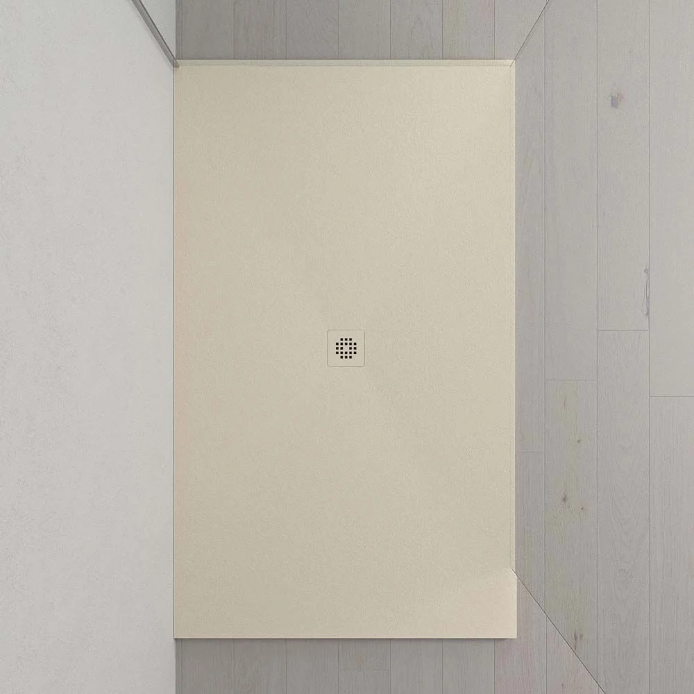 Base de duche em resina Extra-grande XXL com textura de ardósia e antiderrapante MARFIM BRANCO Ral 1015