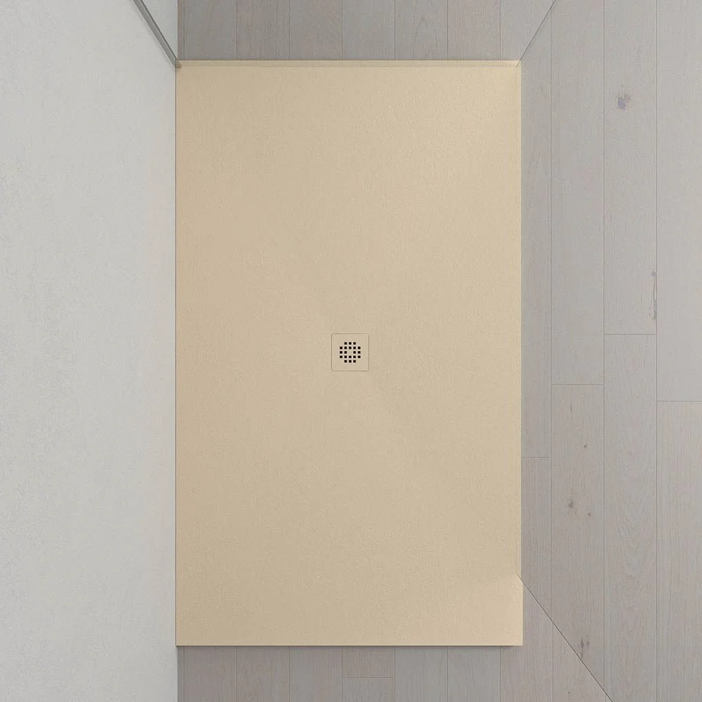 Base de duche em resina Extra-grande XXL com textura de ardósia e antiderrapante CREME Ral 1013