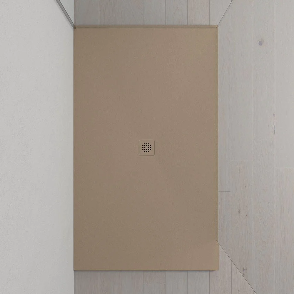 Base de duche em resina Extra-grande XXL com textura de ardósia e antiderrapante MOKA Ral 1019