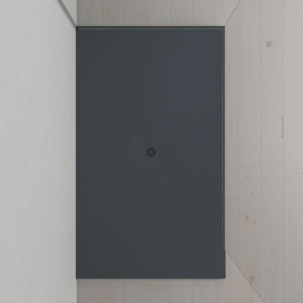 Base de duche em resina Extra-grande XXL com textura de ardósia e antiderrapante CINZENTO ANTRACITE Ral 7016