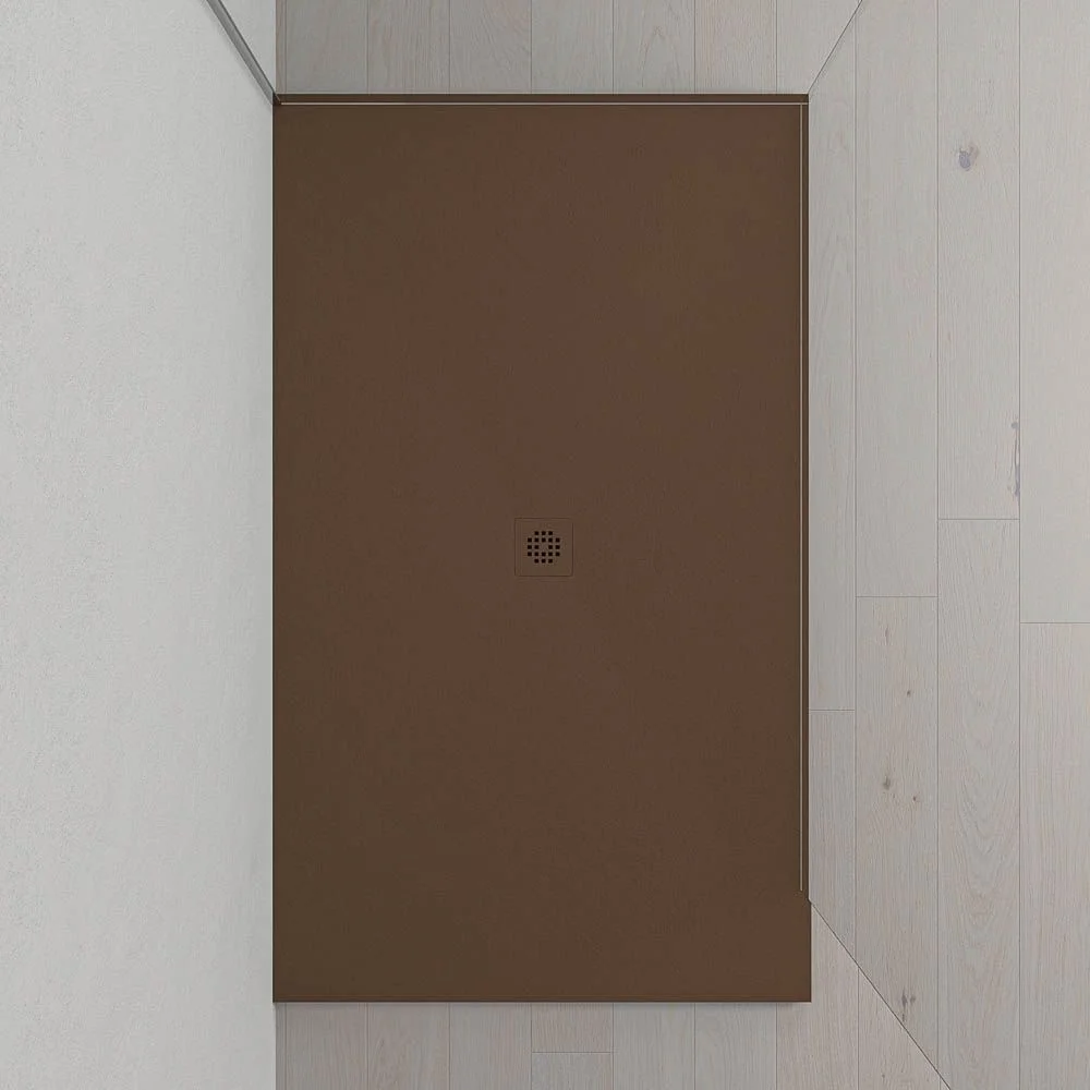 Base de duche em resina Extra-grande XXL com textura de ardósia e antiderrapante CASTANHO Ral 8014