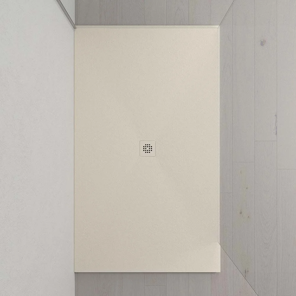 Base de duche em resina Extra-grande XXL com textura de ardósia e antiderrapante BRANCO QUEBRADO Ral 9001