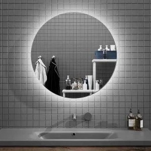 Espelho de casa de banho redondo ORBIS com luz LED ambiente
