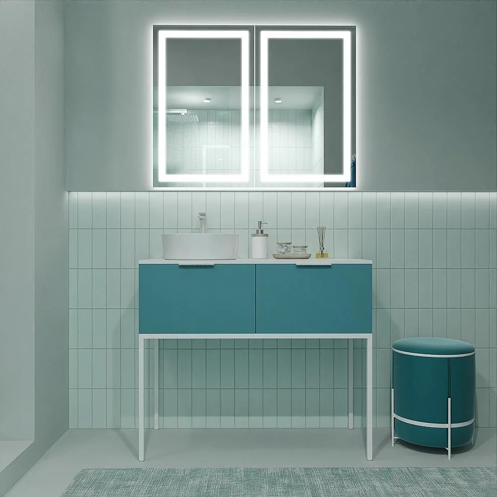 Móvel de casa de banho ELLA com pés 2 gavetas acabamento OCEAN
