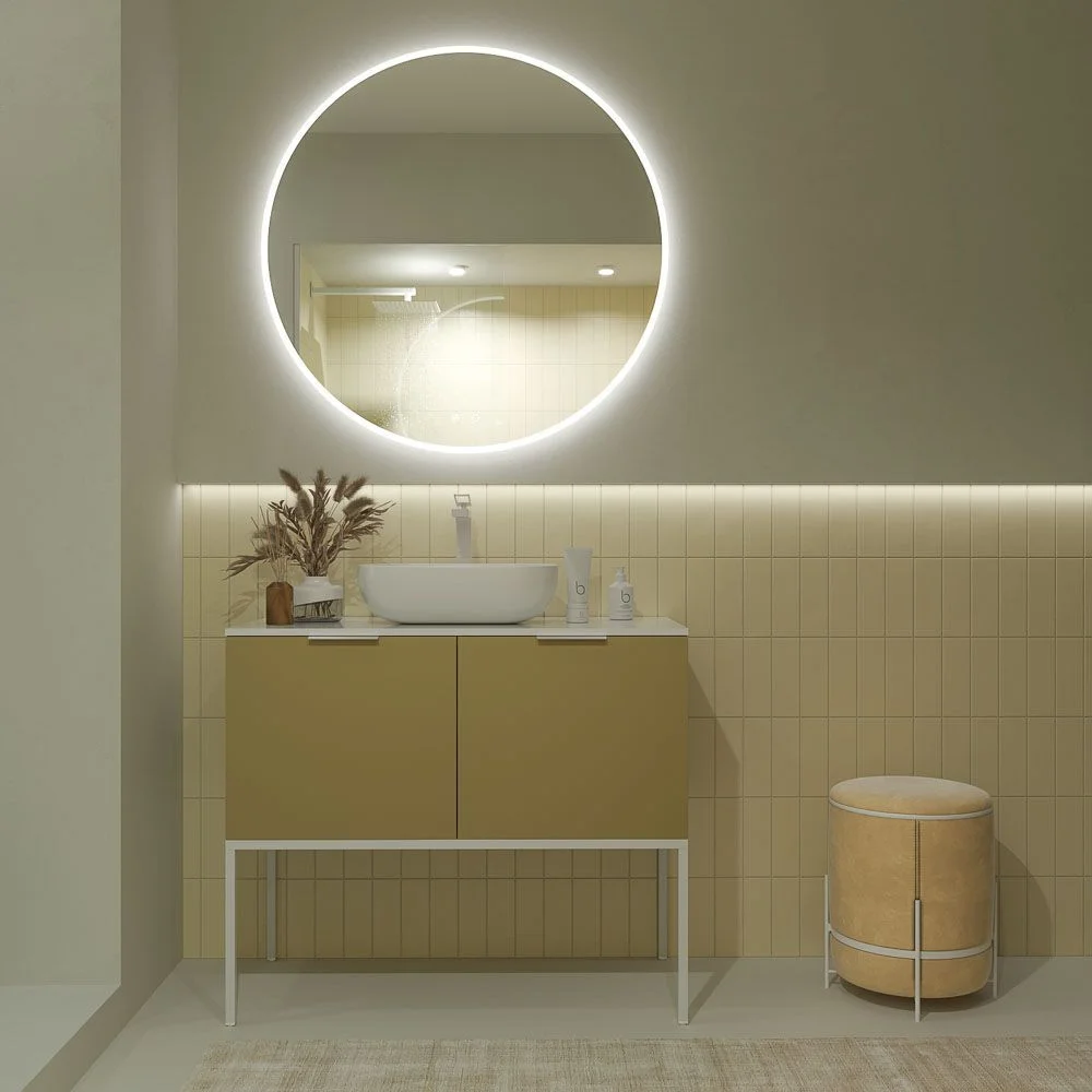 Móvel de casa de banho ELLA com pés 2 portas acabamento OLIVE