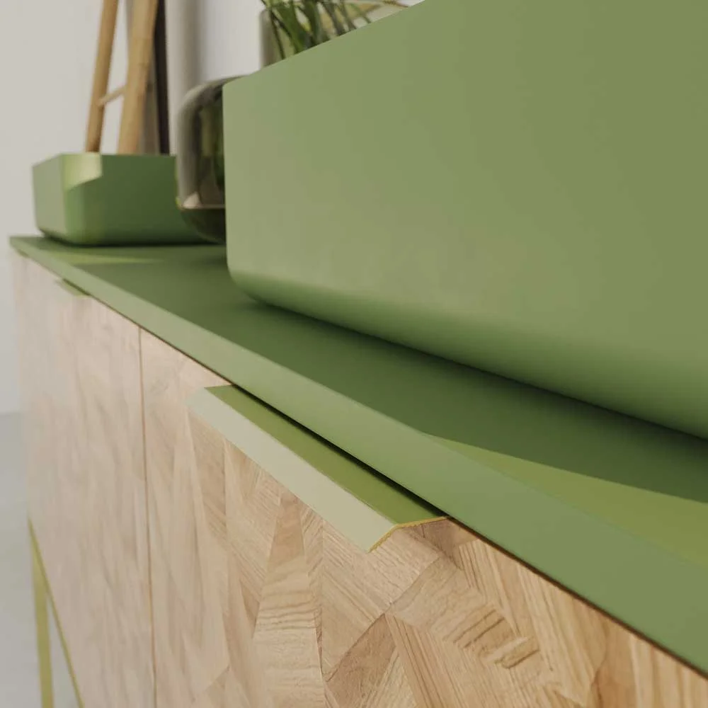 Móveis de casa de banho OPERA com pés 3 portas com bancada SOLID SURFACE 2 cubas RAIZ OLMO - Image 8